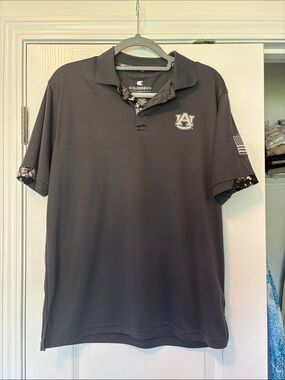 Colosseum Men's Gray Auburn Polo with Camo Trim